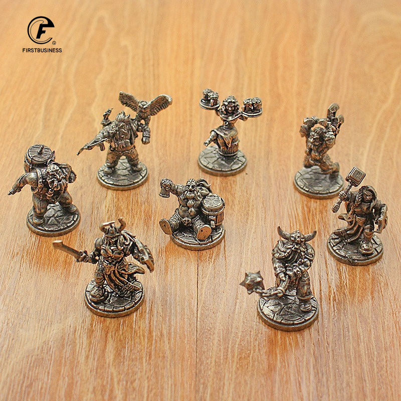 Board Game Vintage - Vintage ทองเหลืองสีขาว Miniature Dwarf Warrior รูปปั้นเดสก์ท็อปเกมกระดานนักรบของเล่นเด็กโต๊ะตกแต่งเครื่องประดับหัตถกรรมของขวัญ