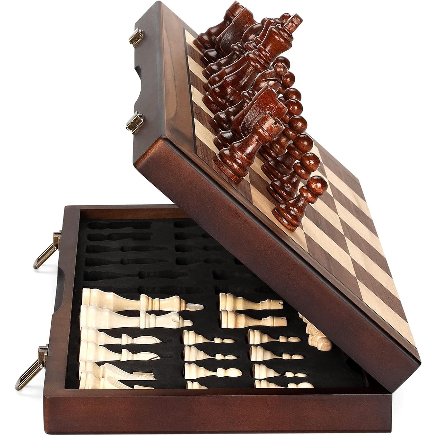 Chess Set Wooden - ชุดหมากรุกไม้ขนาด 39 ซม./15 นิ้ว สำหรับผู้ใหญ่ กระดานพับได้