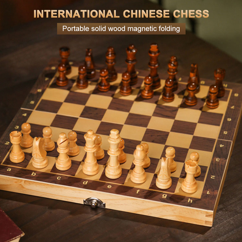 Chess Set Wooden - กระดานหมากรุกขนาดใหญ่ ชุดหมากรุกไม้ 29x29 ซม. ของขวัญที่ดีที่สุด กระดานหมากรุกพับได้