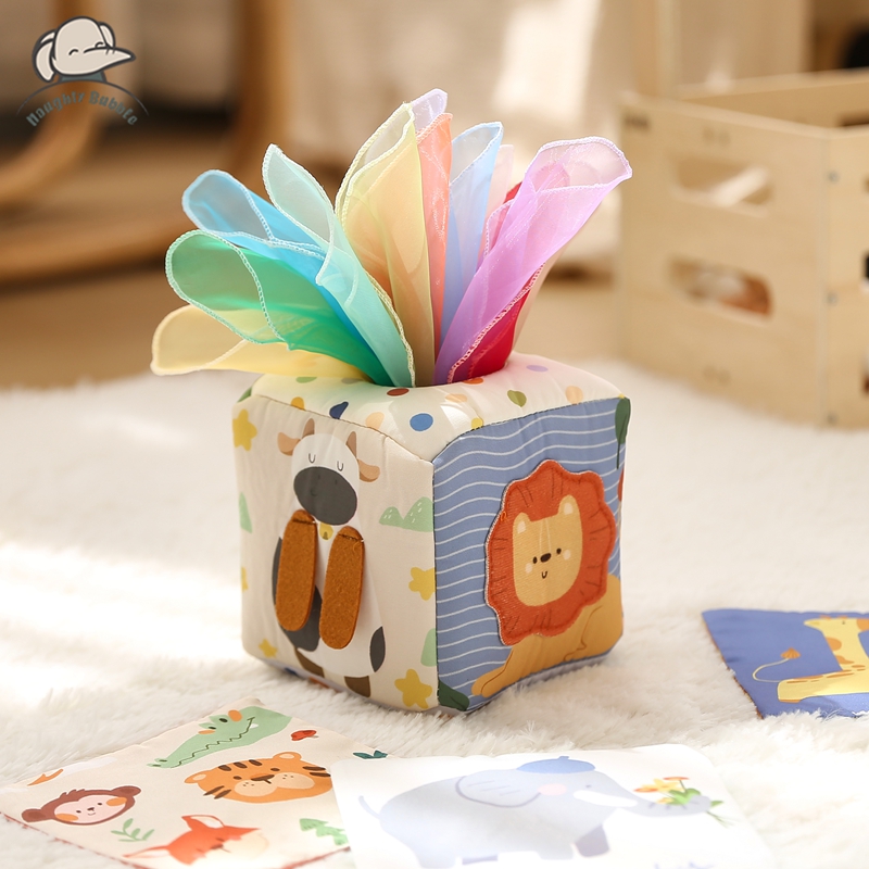 Board Game Education - Montessori ของเล่น Magic ผ้าฝ้ายสัตว์กล่องกระดาษทิชชูเด็กการออกกําลังกายนิ้วมือ Busy Board