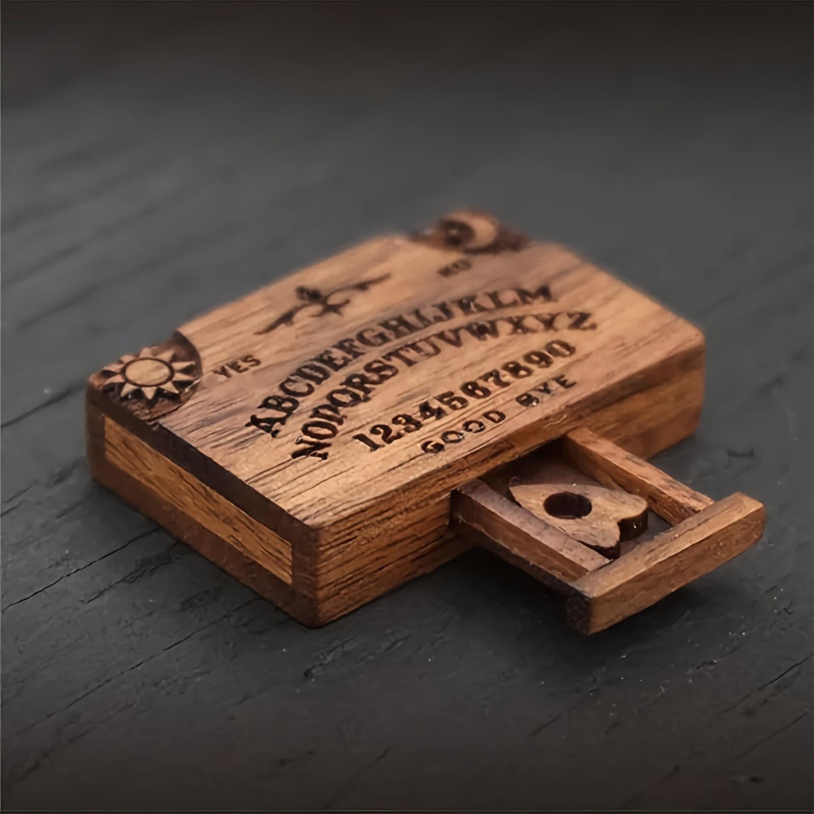 Board Game Vintage - กระดานอูอิจาขนาดเล็ก ของตกแต่งแปลกใหม่ กระดานอูอิจาไม้ พร้อมตัวอักษรและแผ่นสัมผัส สำหรับผู้ที่ชื่นชอบเรื่องลึกลับ