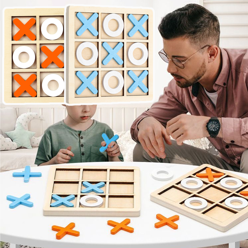Board Game Family - เกมกระดานไม้ทิกแทคโท ของเล่นเสริมสร้างปฏิสัมพันธ์ เกมปริศนา หมากรุก ความสนุกสนานในครอบครัว และความบันเทิงในสวนหลังบ้าน