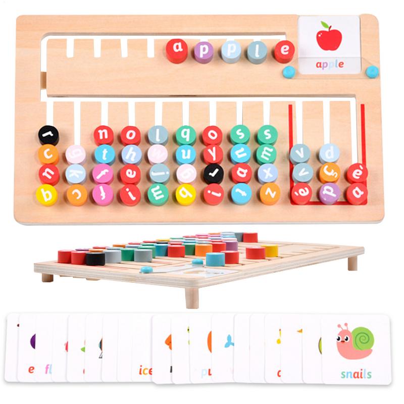 Board Game Education - เกมจับคู่ตัวอักษรเด็กเกมสะกดตัวอักษรไม้การเรียนรู้กระดานปริศนาจับคู่เกมปริศนาการศึกษาการเรียนรู้ของเล่น
