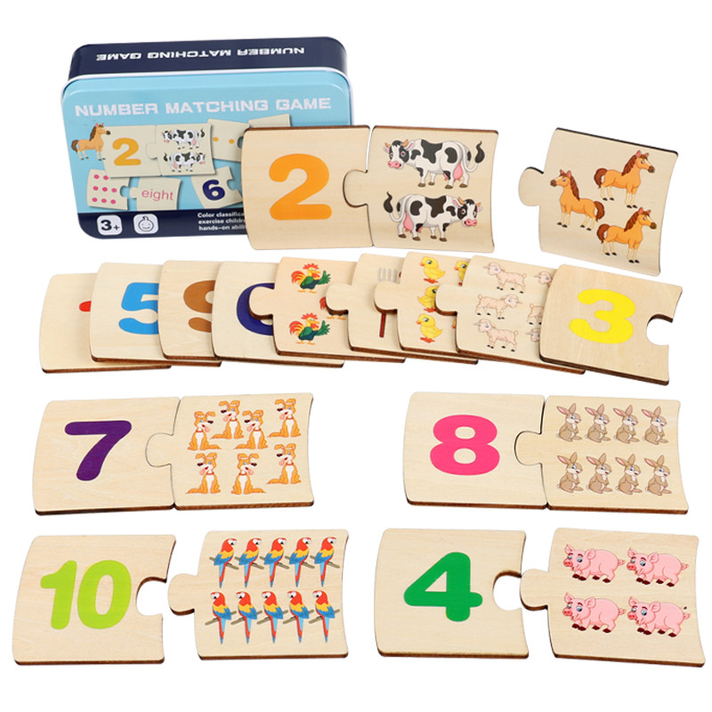 Board Game Word - เกมฝึกทักษะการคิดเชิงตรรกะสำหรับเด็ก กล่องเหล็กตัวเลข จับคู่สัตว์ไม้ อาหาร ปริศนา ฝึกการเรียนรู้