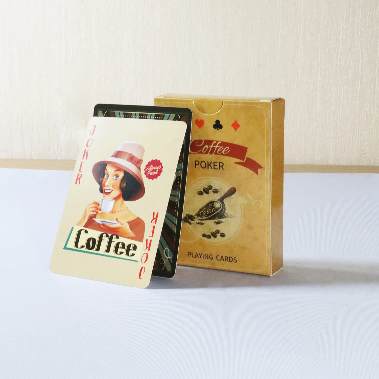 Board Game Vintage - กาแฟกระดาษเล่นไพ่สไตล์วินเทจ 54 ใบเกมกระดานดาดฟ้า Retro คลาสสิกโป๊กเกอร์การ์ดสําหรับ Coffee