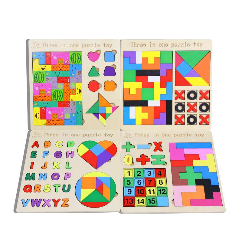 3 ใน 1 เด็กบล็อกไม้ปริศนาเกมเด - Board Game Land บทวิจารณ์และราคา